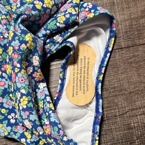 NWOT Mini Boden Floral Kids Swimsuit - Blue and Pink - Picture 5 of 7